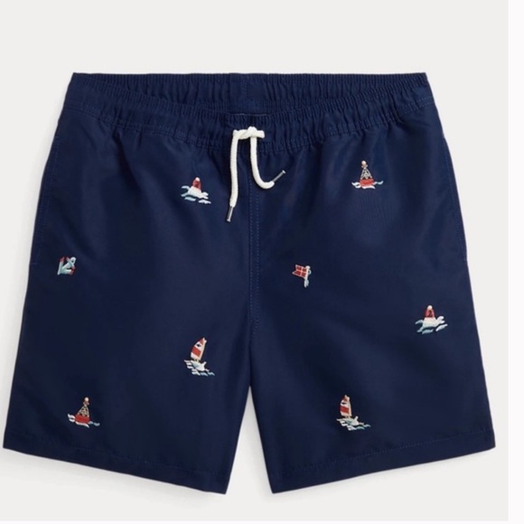 NWT Polo Ralph LaurenBig Kids Sailboat Embroidered Swim Shorts